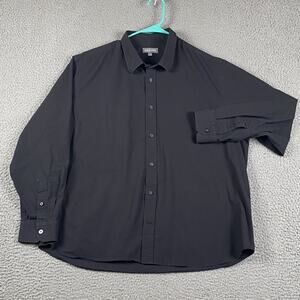Ash & Erie Button Long Sleeve Shirt Men's XL Black Cotton Spandex